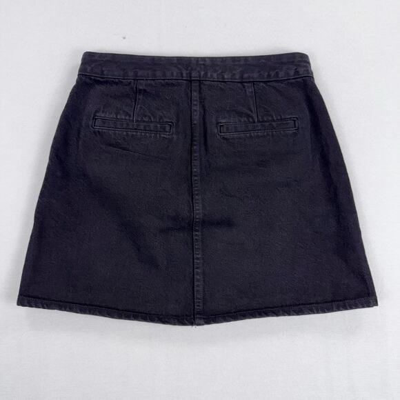 J Crew Women's Button Front Denim Skirt Size 8 Black High Rise Preppy - Picture 6 of 13